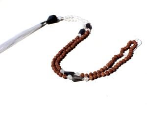 Collier Mala en pierre de lune naturelle, 108 perles, fait à la main, collier perlé d'artiste indien - Product Image 2