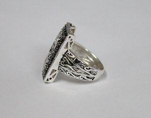 925 bague en pierres précieuses en argent sterling massif marcassite bijoux d'anniversaire de mariage classiques faits à la main avec certificat IGI pour les fêtes - Product Image 2