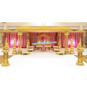 มณฑปงานแต่งงานแบบสามเสาพิเศษ ดีไซน์สวยงาม ไอเดียตกแต่งมณฑปสำหรับงานแต่งงานในร่ม มณฑปงานแต่งงานอินเดียสุดหรู สหรัฐอเมริกา - Product Image 1