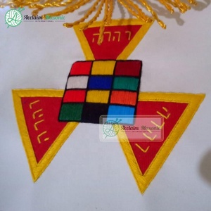 Delantal de Arco Real bordado a mano de lingotes masónicos, Material de cuero de Sumo Sacerdote PHP con insignia cosida, decoración de diamantes de imitación - Product Image 4