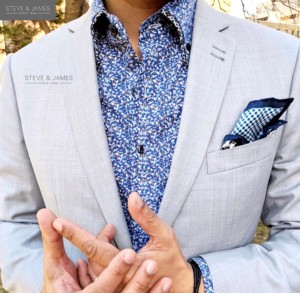 Costume homme Steve & James en 100 % laine, col en V, simple boutonnage, avec propriétés anti-plis et respirantes - Product Image 4