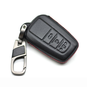 Leather Car Key Case For Toyota Camry 2012 2.5v 2.5g 2.5s 3 Buttons Smart Remote Fob Cover Keychain Protector Bag Auto Accessory