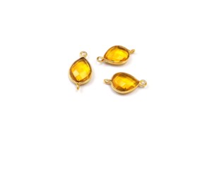 Plaqué or Citrine Déclaration Quartz Pierres Précieuses Naturelles Bijoux Faits à la Main Lunette Pierre de Naissance Boho Connecteur - Product Image 2