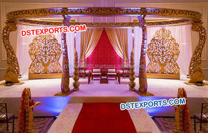 Mandap de Madera con Diseño Moderno, Pagoda Akshar, Mandap de Madera de Teca con Diseño de Pavo Real para Bodas Indias, Venta de Fábrica, DST Exports UK - Product Image 2