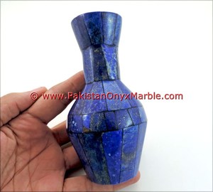 High Quality Lapis Lazuli Gemstone Flower <b>Vases</b> Polished <b>Stone</b> Home Decorative with Love Pattern Model for Home Decor - Product Image 4