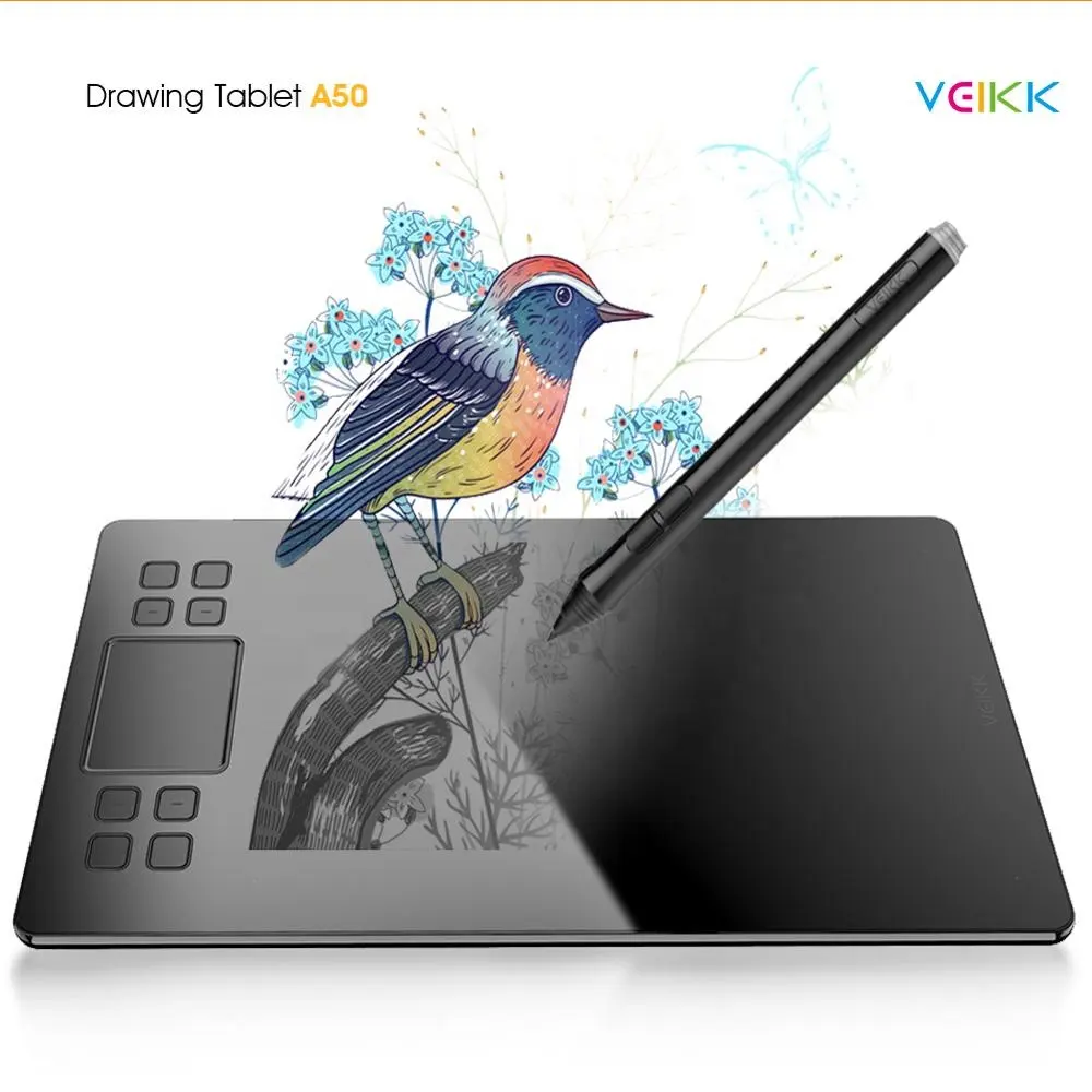 VEIKK A50 250pps report rate Eight hotkeys gesture touch graphic design pen tablet