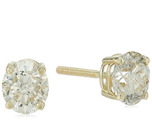 Pendientes de Oro Amarillo de 14K con Diamante Redondo Real de 0.50 TCW |   Joyería Fina Clásica con Engaste de Puntas para Mujer, Uso Diario - Product Image 1