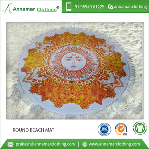 Multi Color Round Beach Mat Custom Cotton Mandala Tapestry - Product Image 3