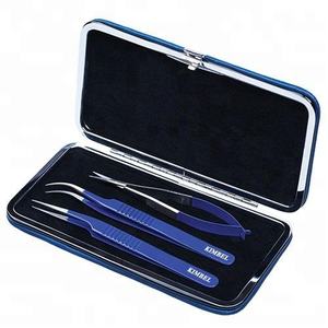 Pink Stainless Steel <b>Eyelash</b> Extension Tweezers Set <b>Magnetic</b> Case with Straight and Curved Tips Pointed Tip for Eyebrow Use - Product Image 2