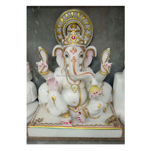 Estatua de Ganesha Ji en Mármol Blanco Puro - Product Image 1