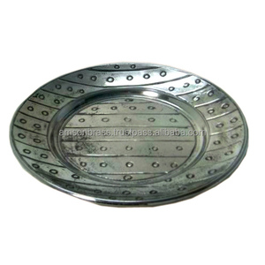 Plaque de chargeur personnalisée en aluminium argenté de forme ronde Plaque de chargeur de vente chaude en aluminium gaufré antique - Product Image 6