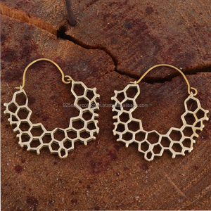 Pendientes de aro con acabado de latón para mujer, estilo Tribal, étnico, Festival - Product Image 2