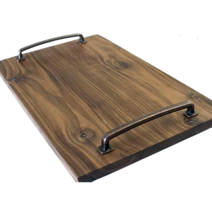 Plateau rectangulaire en bois de haute qualité avec poignée en métal Plateau en bois décoratif pour table basse Plateau de décoration rustique pour la maison - Product Image 2