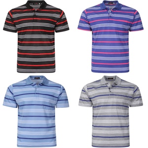 เสื้อยืดผ้าฝ้ายลายทางแขนสั้นแบบถักลายทางวินเทจแบบ100% แหวนถักลายสีตามสั่ง - Product Image 1