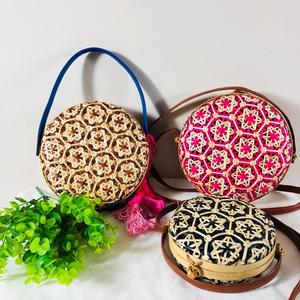 กระเป๋าหวายวินเทจสีสันสดใสพร้อมซับในผ้าฝ้ายกระเป๋าไม้ไผ่สานลายการ์ตูน - Product Image 3