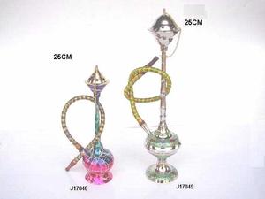 Cachimba hecha en latón con pulido de espejo y pintada, Cachimba de latón indio pulido - Product Image 3