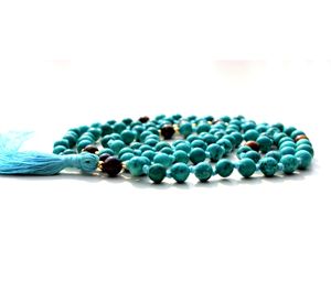 Howlite Tibetan 108 Mala Beads <b>Yoga</b> Necklace Smooth Ethnic Tiger's Eye Tassel Rudra Gems Turquoise Buddhism 6 Mm <b>Gift</b> - Product Image 3