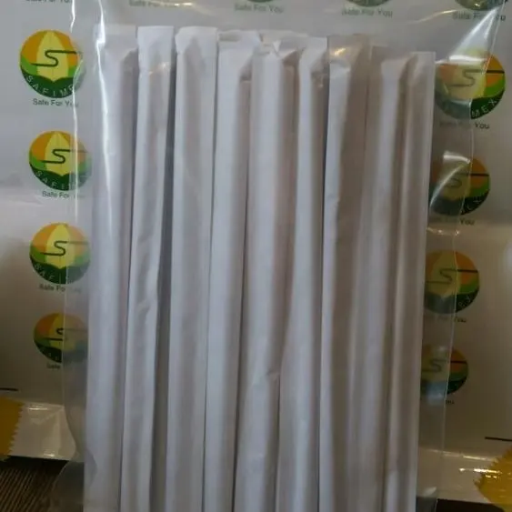 Rice flour straws with individual paper wrapping