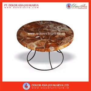 Mesa de Centro Redonda de Raíz de Teca Laminada, Madera Reciclada, Diseño Moderno, Decoración Asiática - Product Image 2