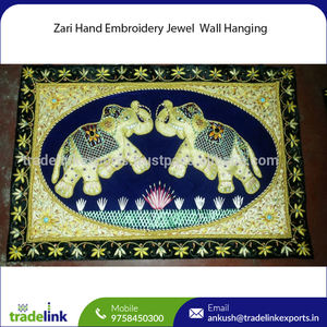 Zari lujo bordado a mano tela colgante de pared piedra preciosa joya decoración para el hogar y la habitación para fines de regalo - Product Image 3