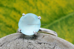 แหวนพลอยคาลซิโดนีสีทอง Vermeil เงินสเตอร์ลิงสำหรับงานแต่งงานงานหมั้นหรือของขวัญงานเลี้ยง - Product Image 3