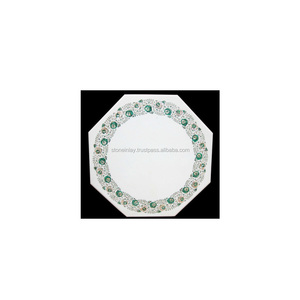 Incrustación de mármol blanco pulido, forma octogonal con diseño de flores, la mejor calidad, venta al por mayor - Product Image 1