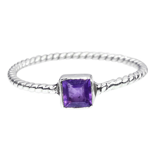 Jolie lunette de forme carrée en améthyste, bagues en argent Sterling 925, vente en gros de bijoux en argent Sterling 925 - Product Image 1