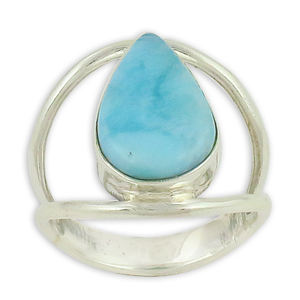 Dernière bague en argent sterling 925 avec bagues en pierres précieuses Larimar Bagues à facettes faites à la main AAA Art Palace AGR-21001 IN;27243 - Product Image 1