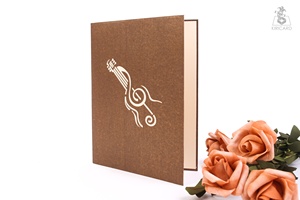 Instrumento musical Tarjeta de felicitación de cumpleaños Tarjeta emergente Kirigami hecha a mano en 3D de Vietnam con artesanía de superventa - Product Image 2