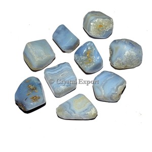 2019 haute qualité poli bleu dentelle Agate pierres dégringolées guérison décoration de la maison pierre - Product Image 1