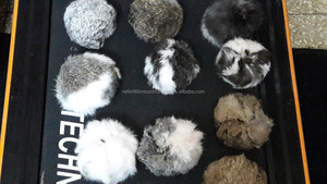 Porte-clés simple en forme de cercle avec pompon en fourrure de lapin - Product Image 6