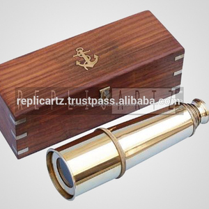 Télescope marin en laiton massif fait à la main |   Conception de jumelles anciennes |   Décoration nautique |   Boîte en bois de rose Cadeau pour collectionneurs - Product Image 3