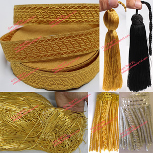 Flecos con borlas doradas decorativas, flecos de alta calidad, venta al por mayor - Product Image 3