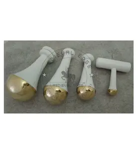 TCM Kansa Bronze Capped Massager tip With White painted teak wood handle manufacturer Indian Factory