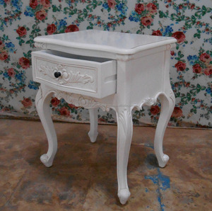 Meubles Indonésie - Meuble de chevet blanc avec 1 tiroir. - Product Image 3