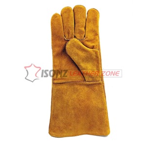 Gant de soudeur ISONZ Leather Zone 35 cm en cuir de vachette suédé pour soudage TIG à l'argon, durable, anti-coupure, épaisseur 1,2 mm, silicone et latex - Product Image 3