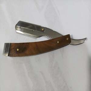 Rasoir lisse, étiquette privée, de couleur naturelle, en bois et en acier inoxydable, pour barbier, 1 pièce - Product Image 1