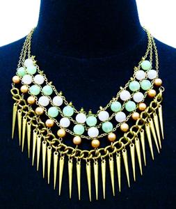 <b>Gold</b>-tone Tassel Bead and Crystal Necklace Hot Selling New Designs Bohemian Beaded Necklace - Product Image 3