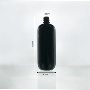 Botella de Plástico PET Negra de 500 ml, 24 mm, 35 g, con Serigrafía y Bomba Dosificadora para Champú - Product Image 2