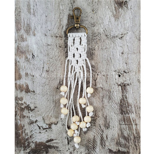 Porte-clés en macramé antique Porte-clés écologique avec logo personnalisé Porte-clés style macramé bohème du grossiste indien - Product Image 6