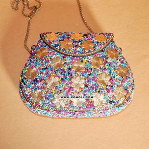 Sac à main perlé multicolore en métal, style hobo, design vintage, - Product Image 6