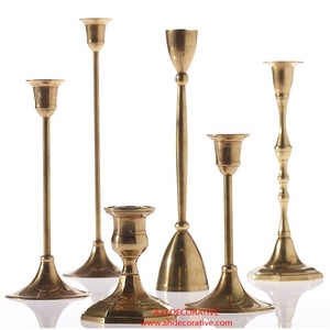 Finition or antique en aluminium de haute qualité, décoration faite à la main, support de bougie T Light, ensemble de 6 tailles différentes - Product Image 1