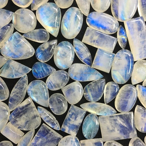 RIDA CREATIONS Cabujón de Piedra Preciosa Suelta, Calidad AAAAA, Piedra Lunar Azul Blanca Natural, Corte a Máquina de Alta Tecnología, Sin Tratamiento - Product Image 1