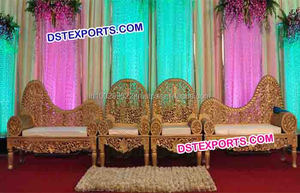 Chaises de mandap de mariage indiennes de designer, chaises de mandap dorées traditionnelles, ensemble de chaises de mandap de mariage style Bollywood, Irlande - Product Image 5