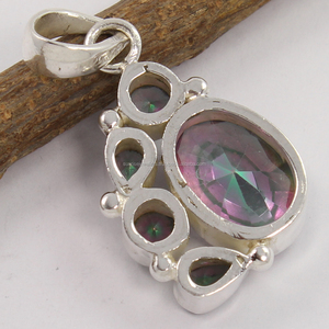Vente chaude pur 925 en argent Sterling fait à la main belle mode bijoux Solitaire pendentif MYSTIC QUARTZ gemmes nouveau Design - Product Image 2