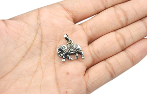 Colgante de Plata de Ley 925 con forma de elefante brillante, joyería de plata fina oxidada - Product Image 4