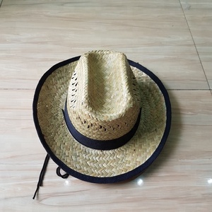 หมวกกันแดดคุณภาพสูงสำหรับผู้ใหญ่หมวกราฟเฟอร์พร้อมหญ้าทะเลและริบบิ้นแบบเรียบสำหรับฤดูร้อน - Product Image 1