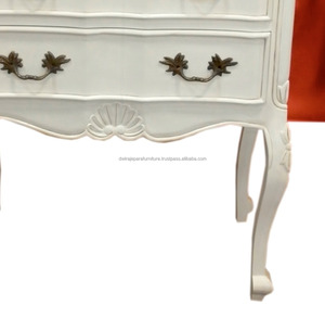 Table de chevet peinte en bois, meuble de chambre à coucher, naturel, princesse française et indonésiene - Product Image 5