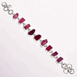 Bracelet de pierres précieuses en argent sterling 925 pour femmes, bracelet en argent sterling 925 avec pierres précieuses de tourmaline rose naturelle, bijoux 925 - Product Image 1