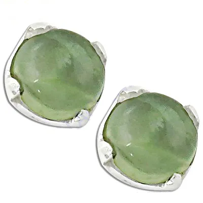 Anting-anting kancing batu permata prehnite perak murni 925 kualitas tinggi aksesori anting-anting kecil hadiah perhiasan untuk wanita